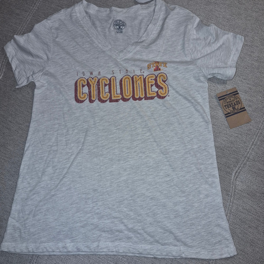 Rivalry Threads Iowa State Cyclones Kids V-Neck Graphic T-Shirt Heather Grey S